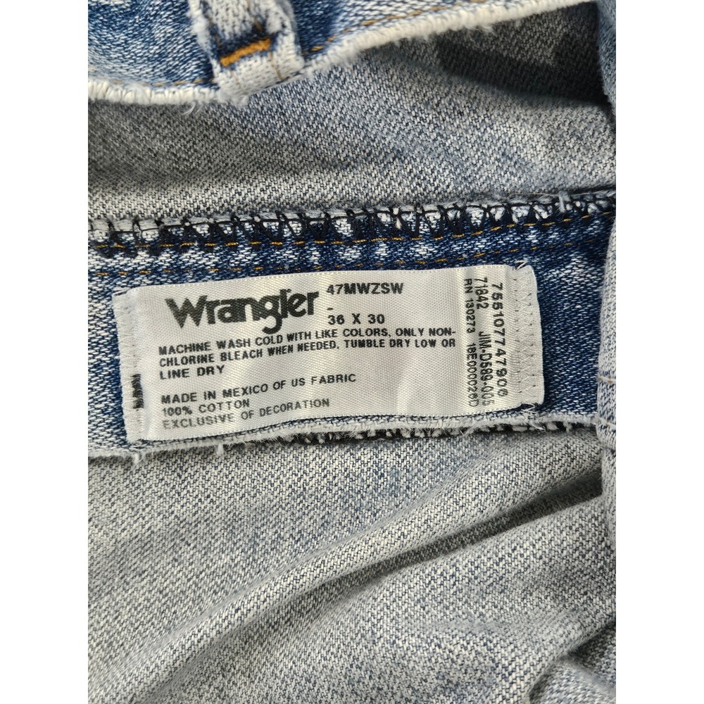 VTG Y2K DISTRESSED Wrangler 47MWZ Premium Performance Cowboy Cut Light 36x30 - Picture 8 of 8